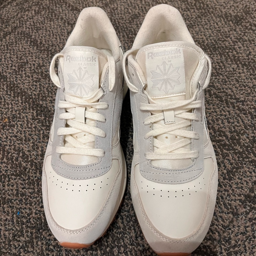 Reebok Classic White and Gray Athletic Shoes